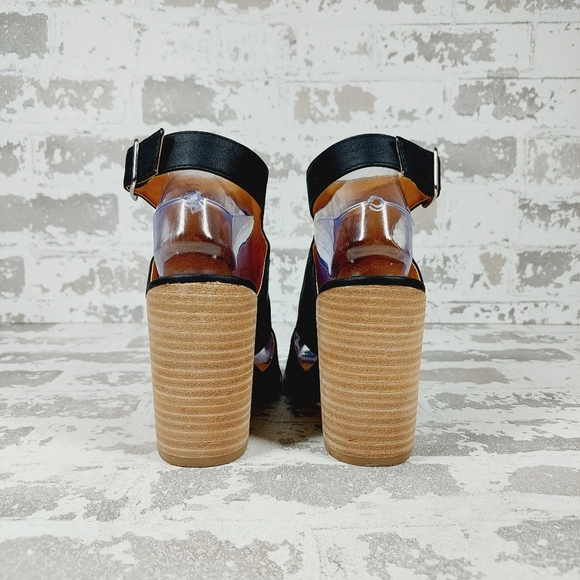 NEW DV Dolce Vita Brista Black Leather Block Heel Sandals A881 - Picture 4 of 11